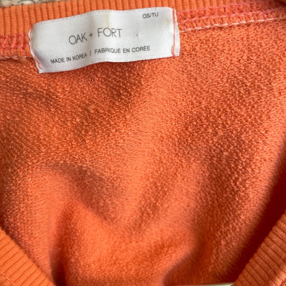 Oak + Fort Sweathshirt Womens One Size Fits All Orange Tops with Side Slit - Picture 6 of 7